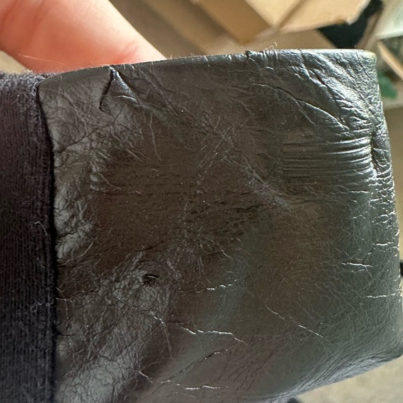 Black Pencil Skirt with Leather-like Side Panels and Zipper Details. Size M. - Picture 8 of 9